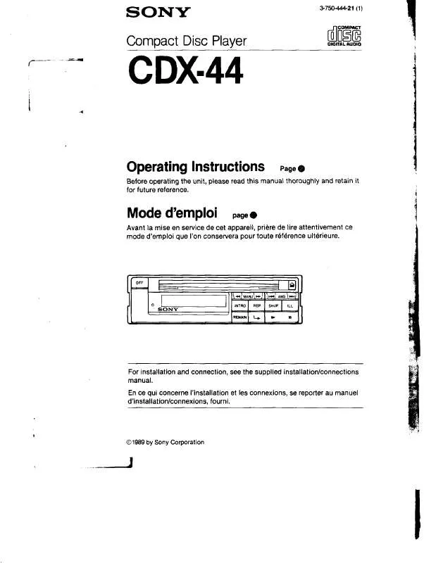 Mode d'emploi SONY CD-X44