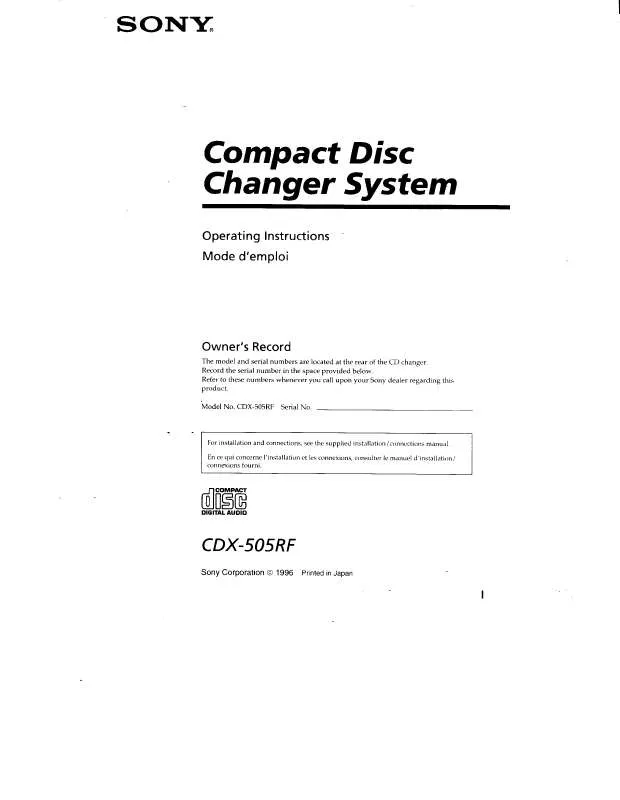 Mode d'emploi SONY CD-X505RF