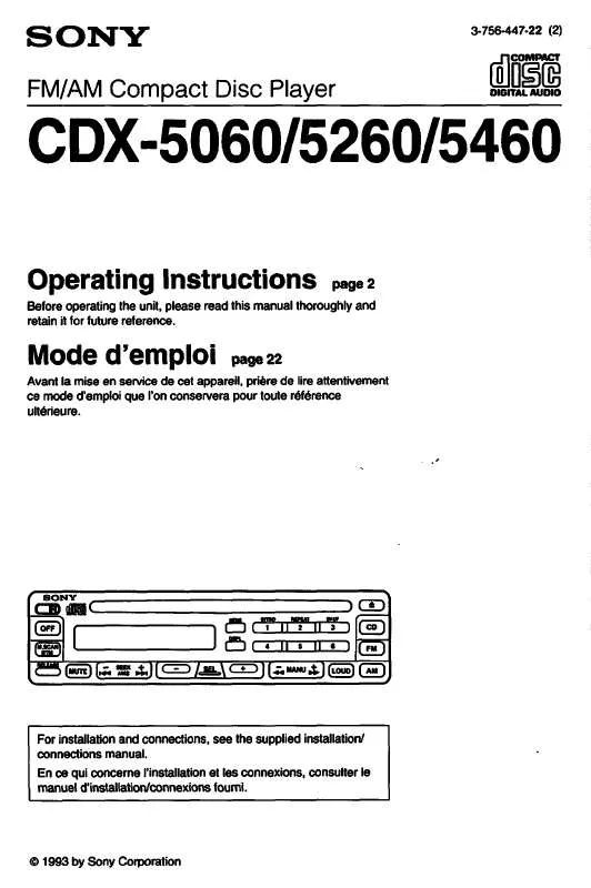 Mode d'emploi SONY CD-X5060