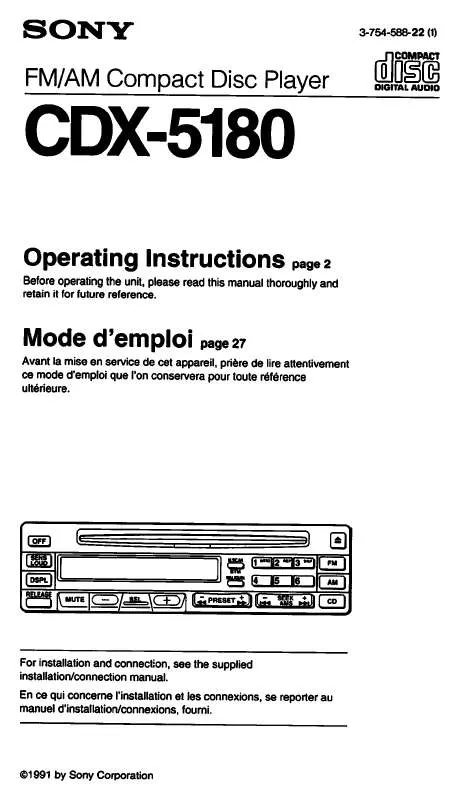 Mode d'emploi SONY CD-X5180