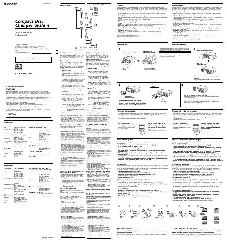 Mode d'emploi SONY CD-X565MXRF