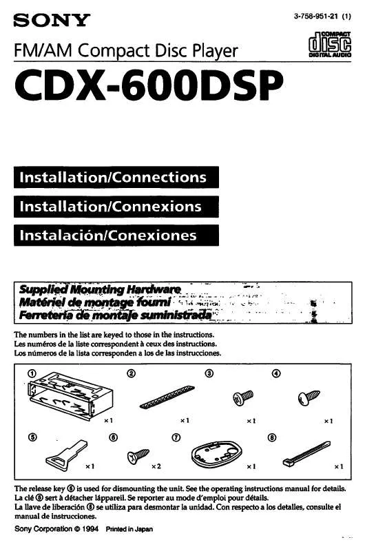 Mode d'emploi SONY CD-X600DSP