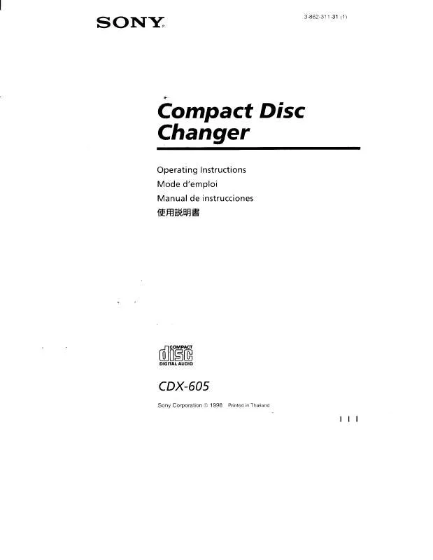 Mode d'emploi SONY CD-X605