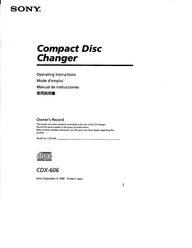 Mode d'emploi SONY CD-X606