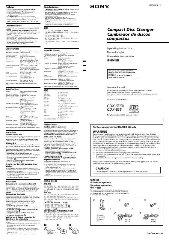 Mode d'emploi SONY CD-X656