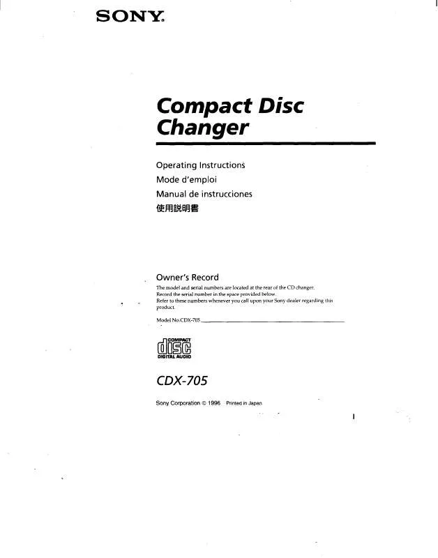 Mode d'emploi SONY CD-X705