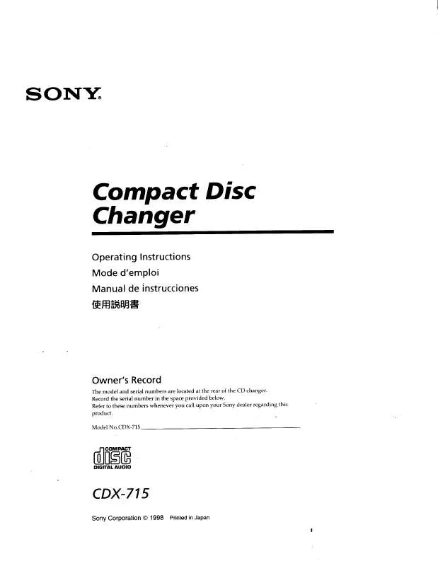 Mode d'emploi SONY CD-X715