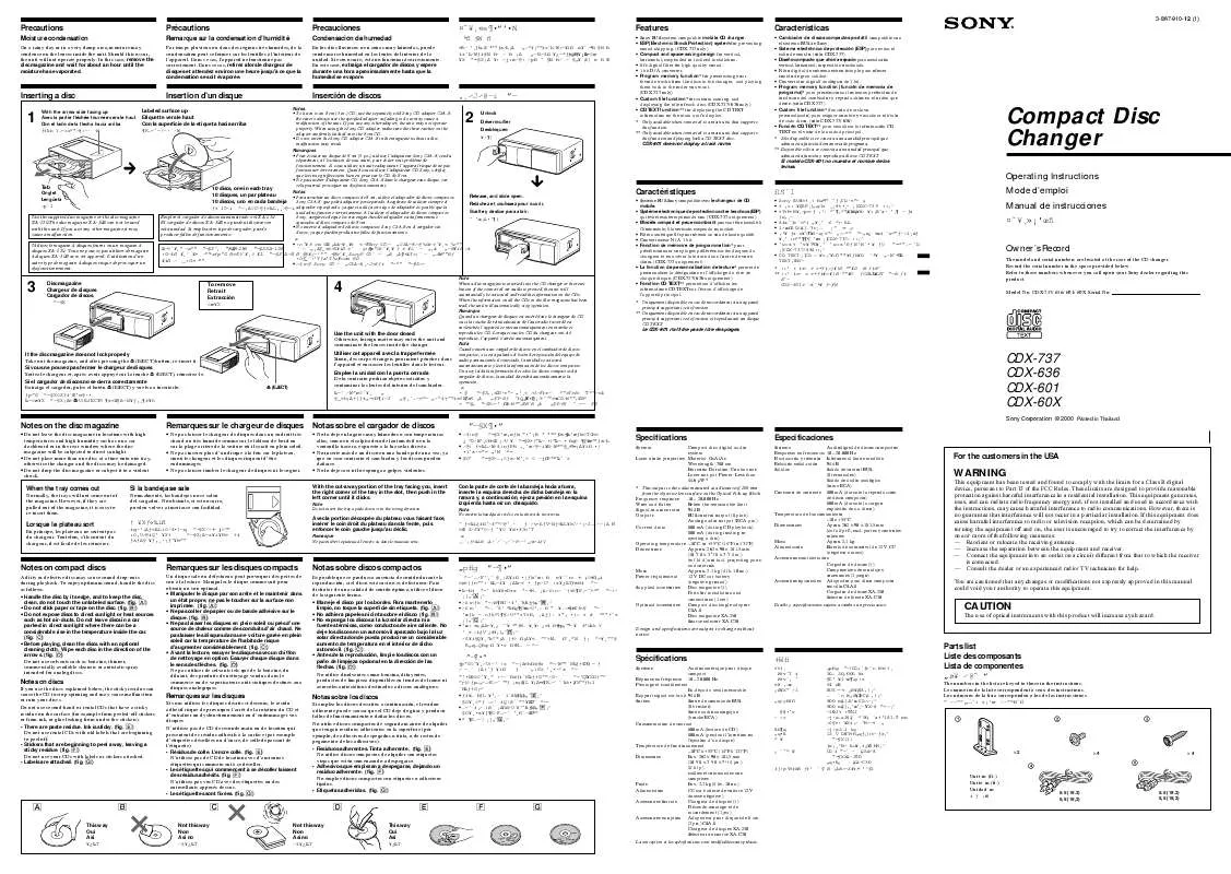 Mode d'emploi SONY CD-X737