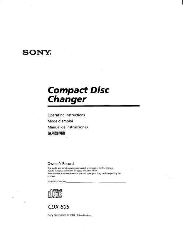 Mode d'emploi SONY CD-X805