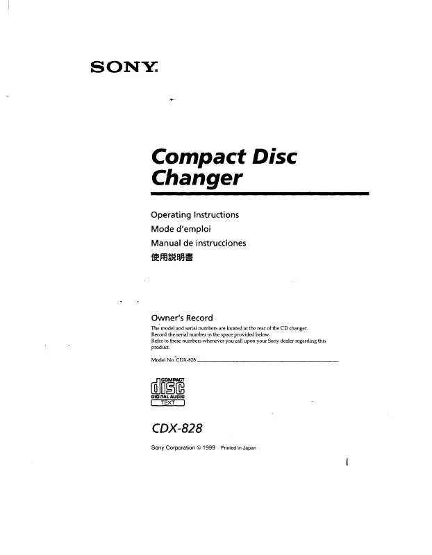 Mode d'emploi SONY CD-X828