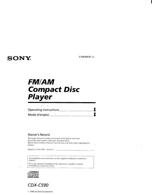 Mode d'emploi SONY CD-XC590