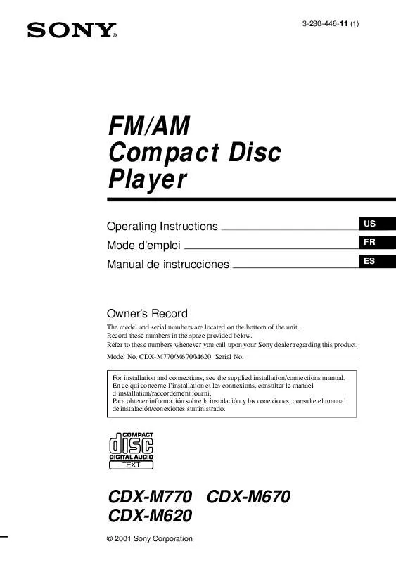 Mode d'emploi SONY CD-XM670