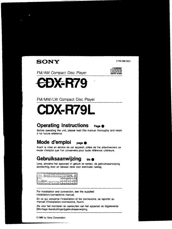 Mode d'emploi SONY CD-XR79