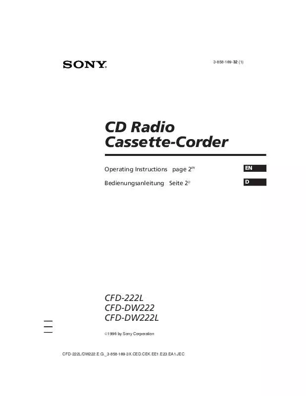 Mode d'emploi SONY CFD-DW222L