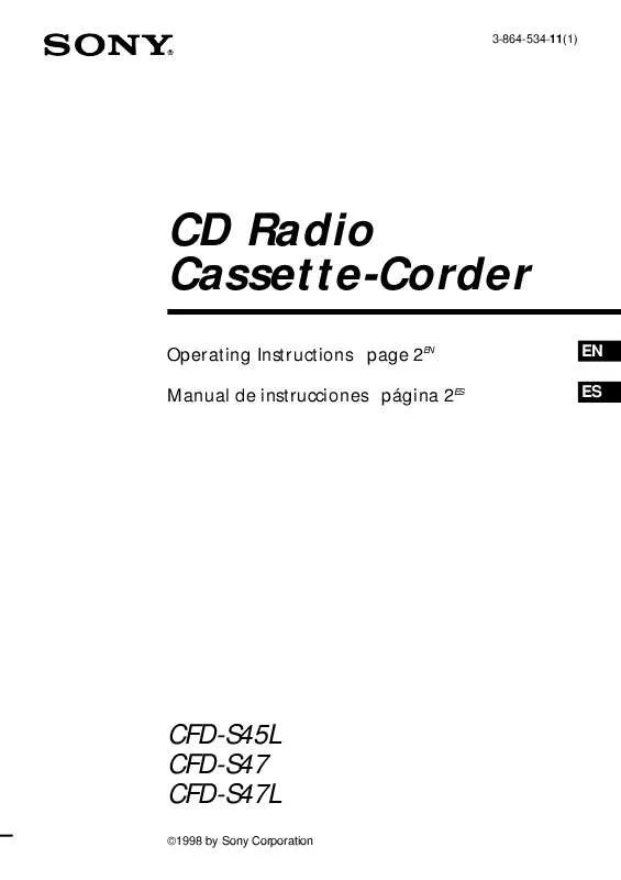 Mode d'emploi SONY CFD-S47L