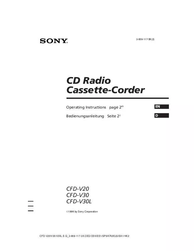 Mode d'emploi SONY CFD-V30L