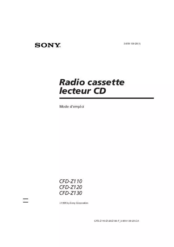 Mode d'emploi SONY CFD-Z120