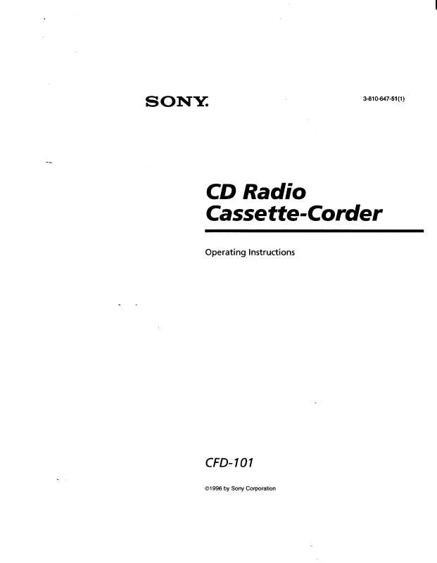 Mode d'emploi SONY CFD-101