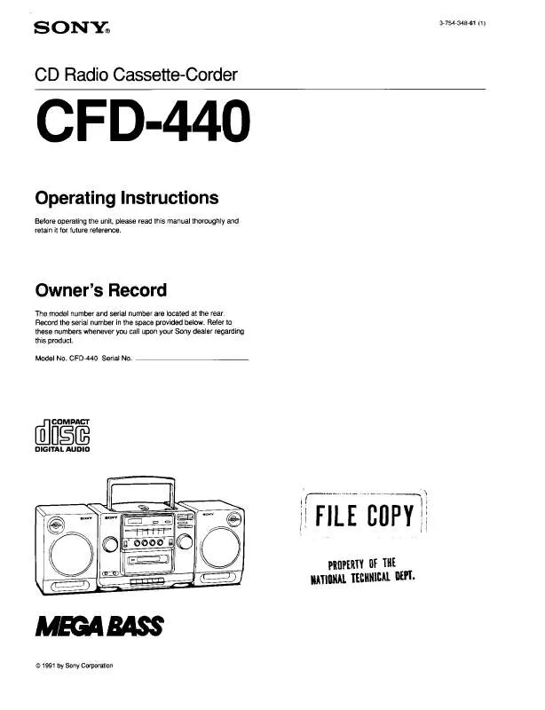 Mode d'emploi SONY CFD-440