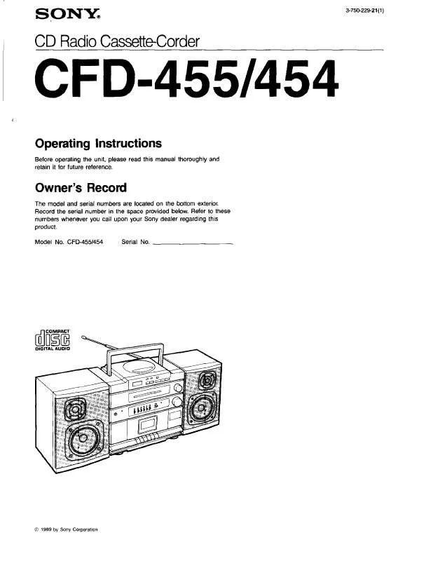 Mode d'emploi SONY CFD-455