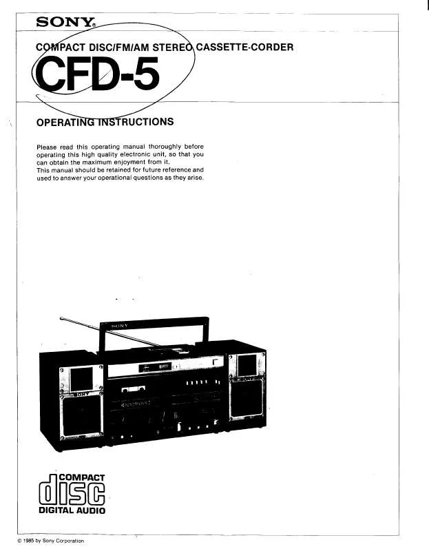 Mode d'emploi SONY CFD-5