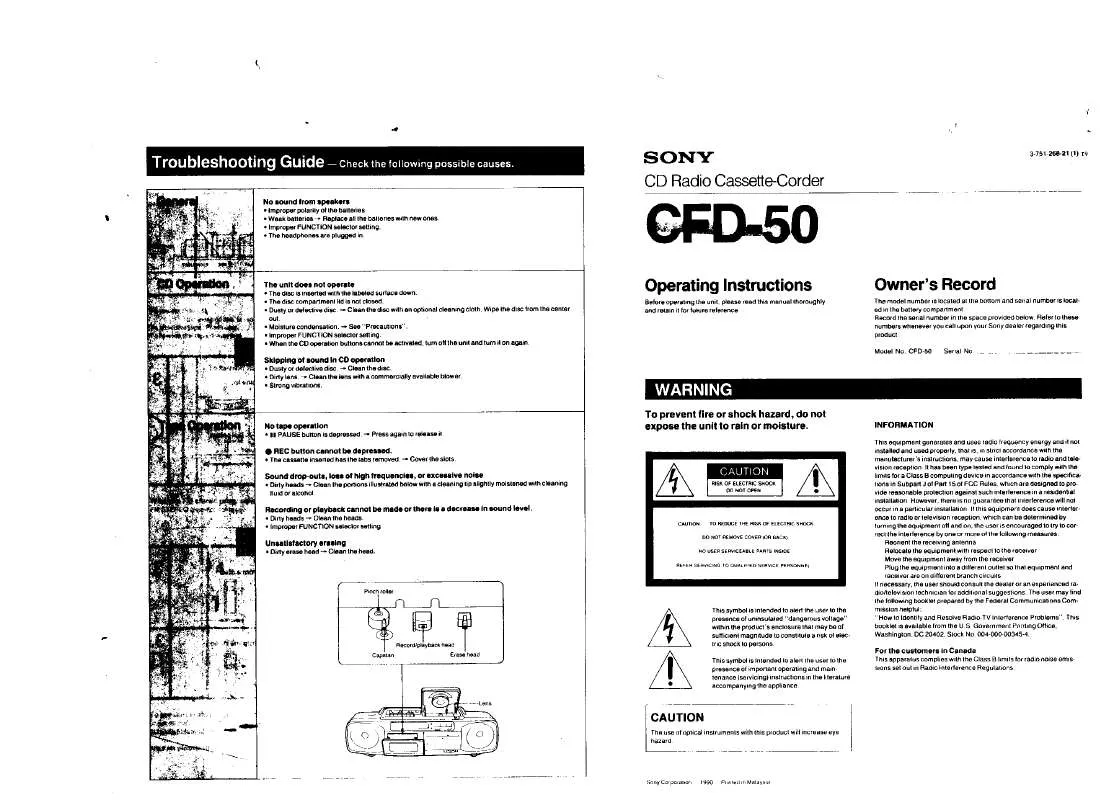 Mode d'emploi SONY CFD-50