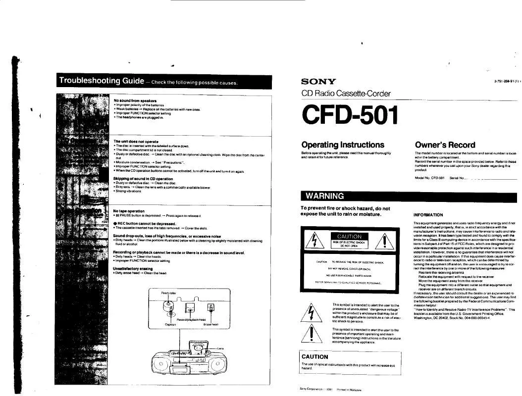 Mode d'emploi SONY CFD-501