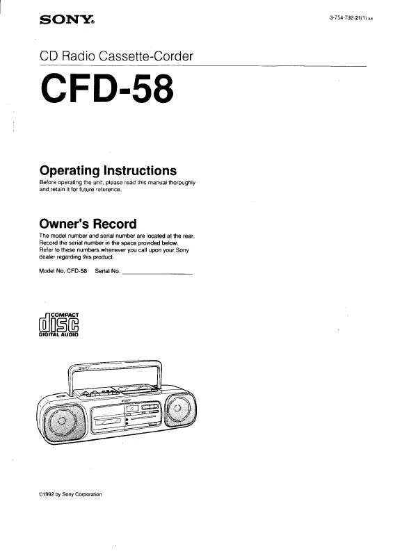 Mode d'emploi SONY CFD-58