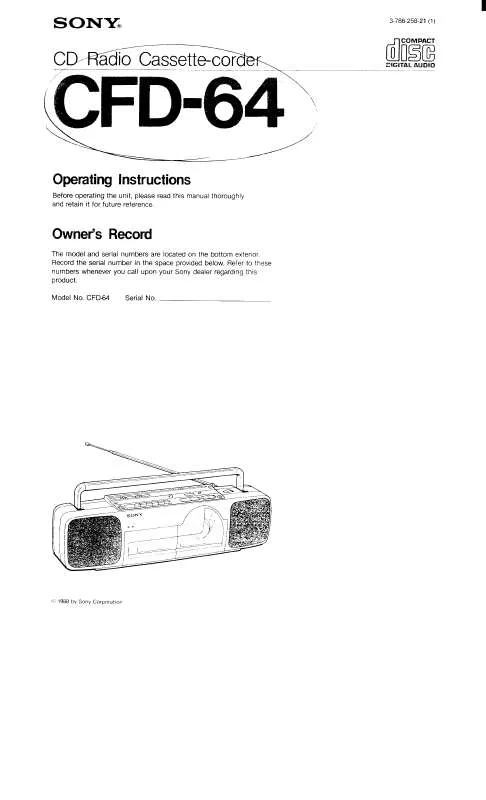 Mode d'emploi SONY CFD-64