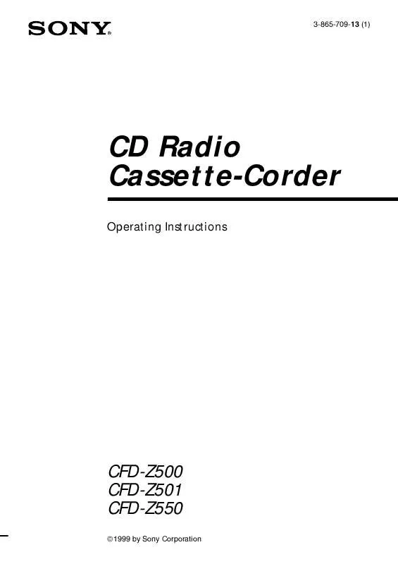 Mode d'emploi SONY CFD-Z501