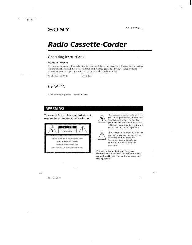 Mode d'emploi SONY CFM-10