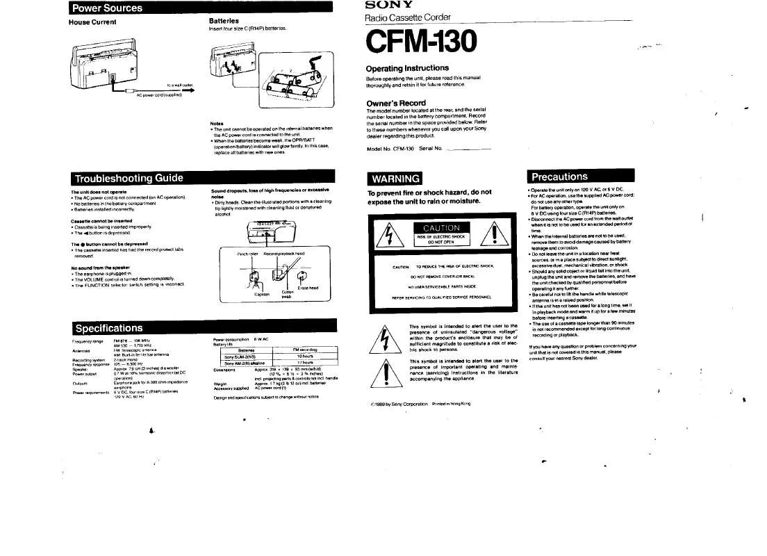 Mode d'emploi SONY CFM-130