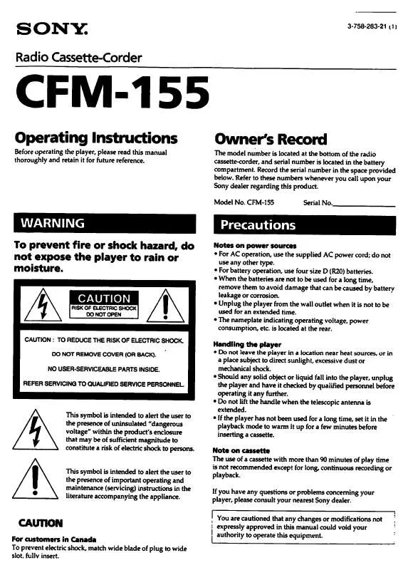 Mode d'emploi SONY CFM-155