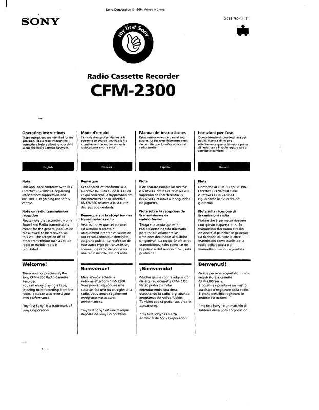 Mode d'emploi SONY CFM-2300