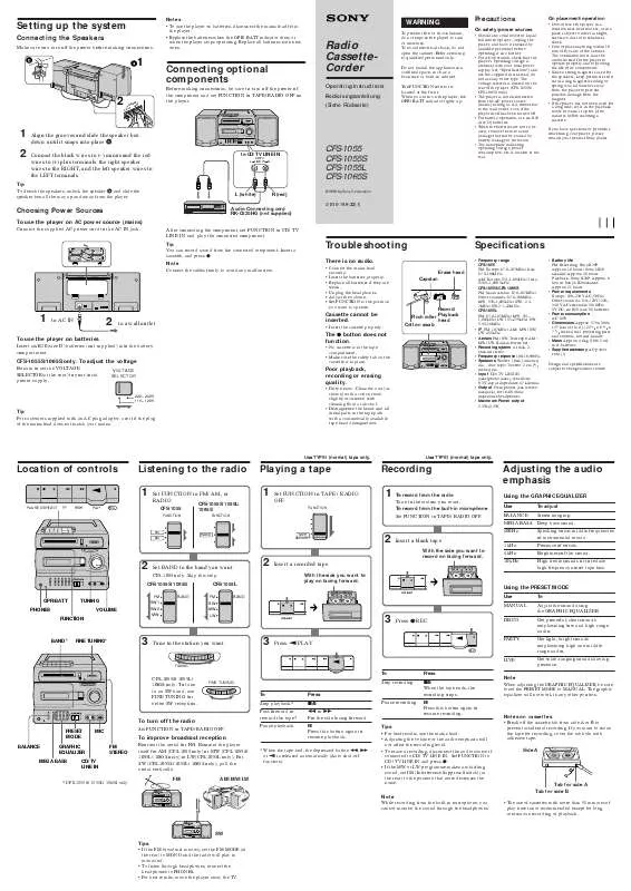 Mode d'emploi SONY CFS-1055L