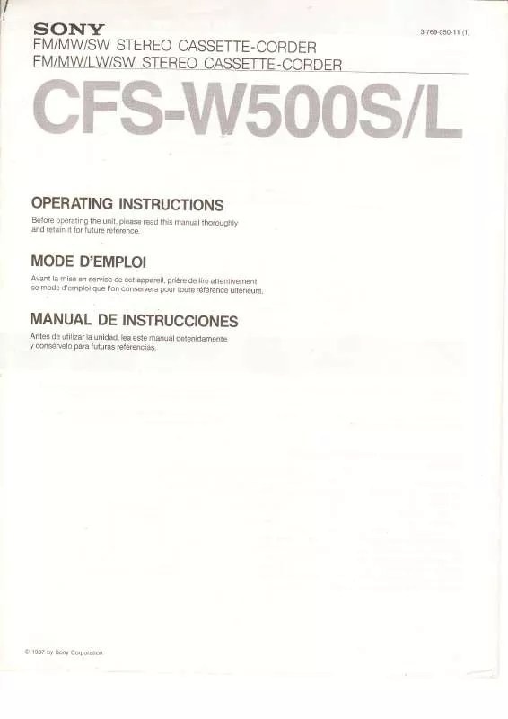 Mode d'emploi SONY CFS-W500S