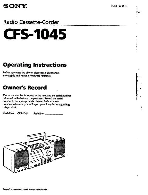 Mode d'emploi SONY CFS-1045