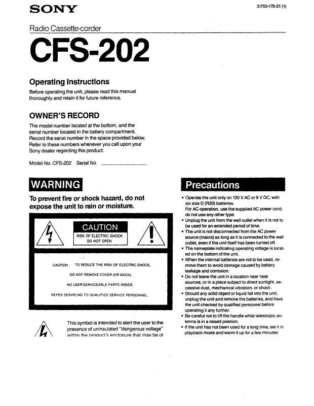 Mode d'emploi SONY CFS-202