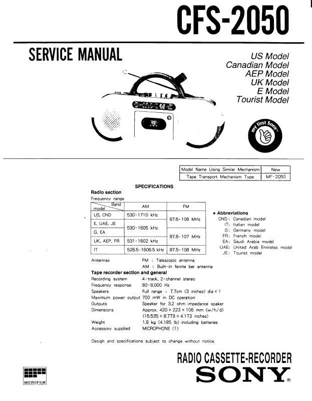 Mode d'emploi SONY CFS-2050