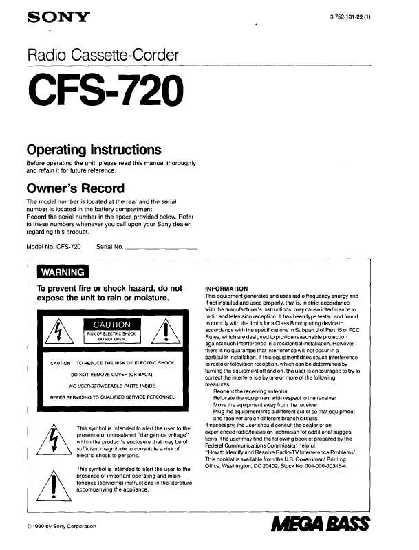 Mode d'emploi SONY CFS-720