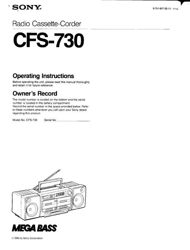 Mode d'emploi SONY CFS-730