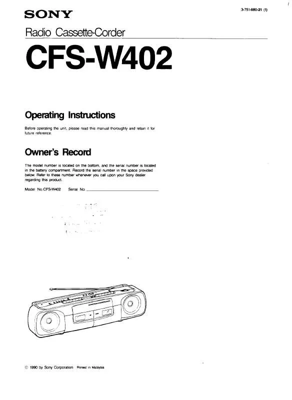 Mode d'emploi SONY CFS-W402