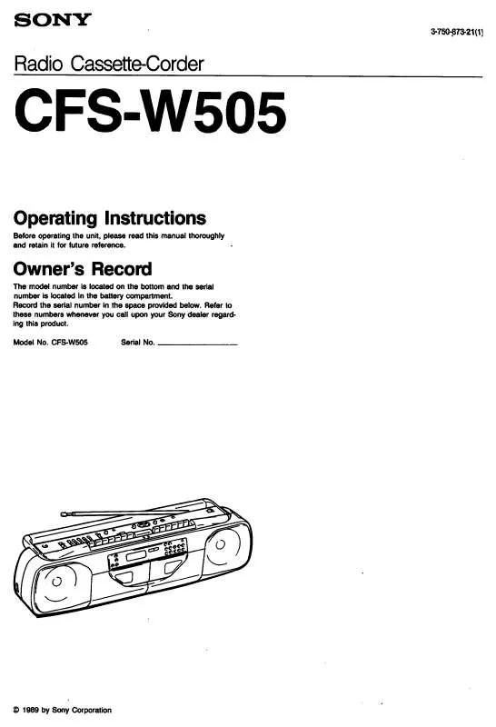 Mode d'emploi SONY CFS-W505