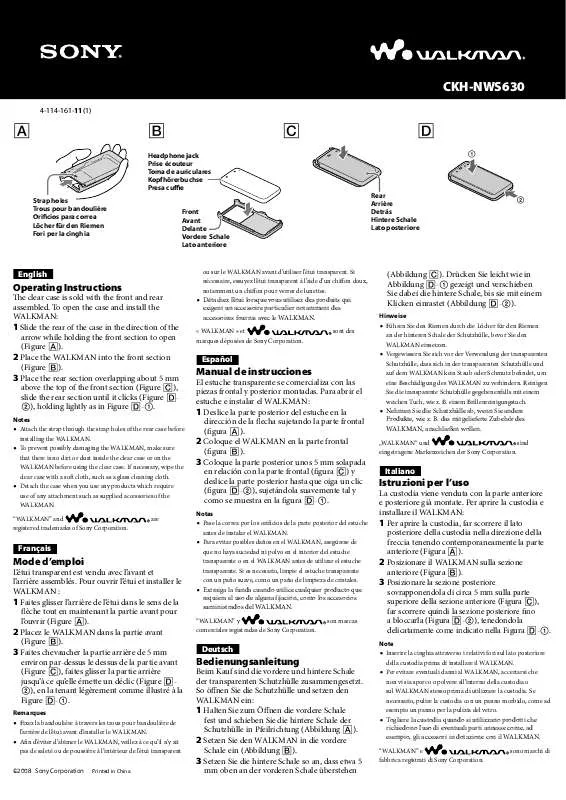 Mode d'emploi SONY CKH-NWS630