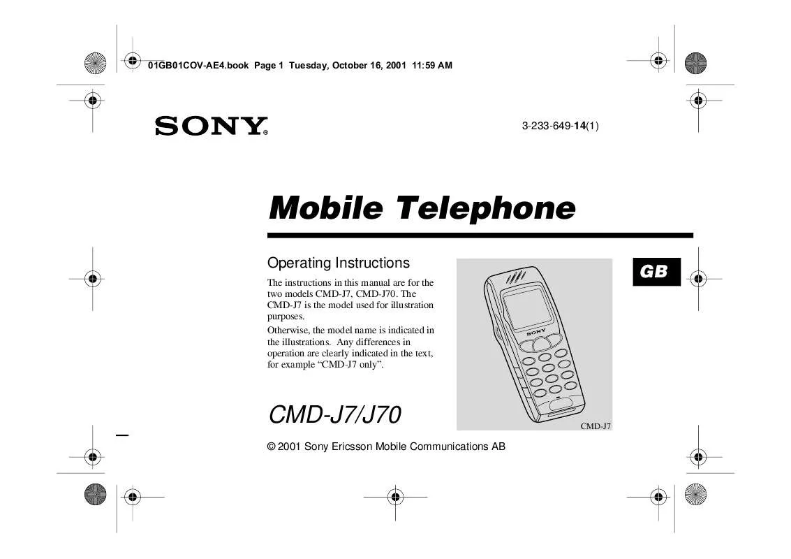 Mode d'emploi SONY CMD-J7