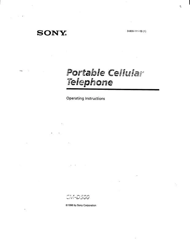 Mode d'emploi SONY CMD-500