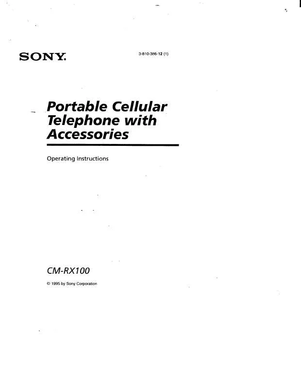 Mode d'emploi SONY CMRX100