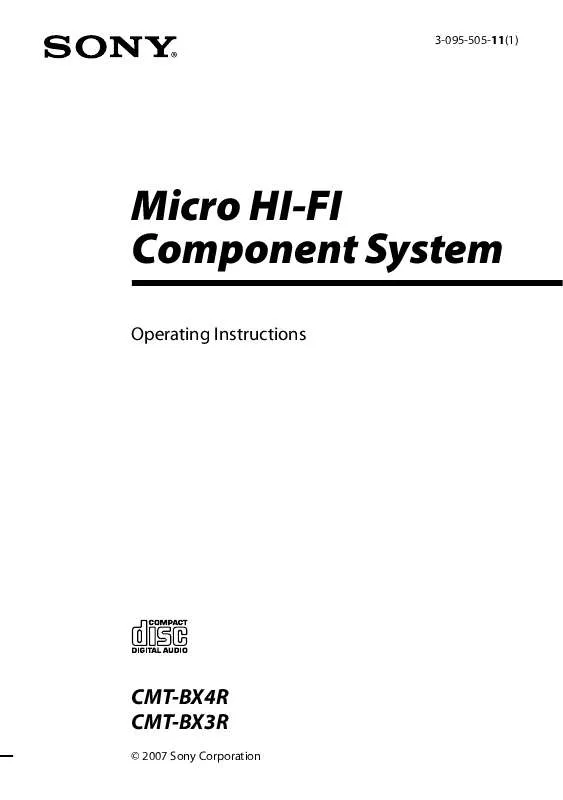 Mode d'emploi SONY CMT-BX3R