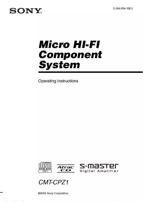 Mode d'emploi SONY CMT-CPZ1