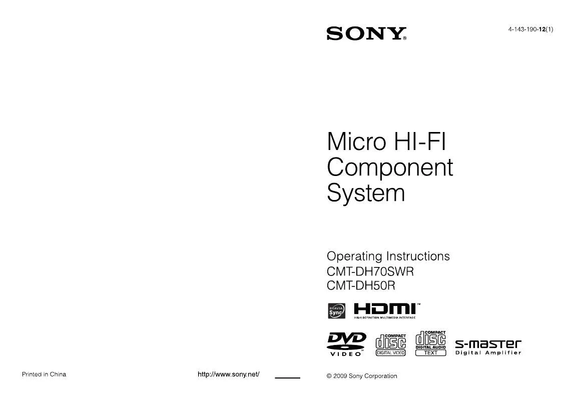 Mode d'emploi SONY CMT-DH50R